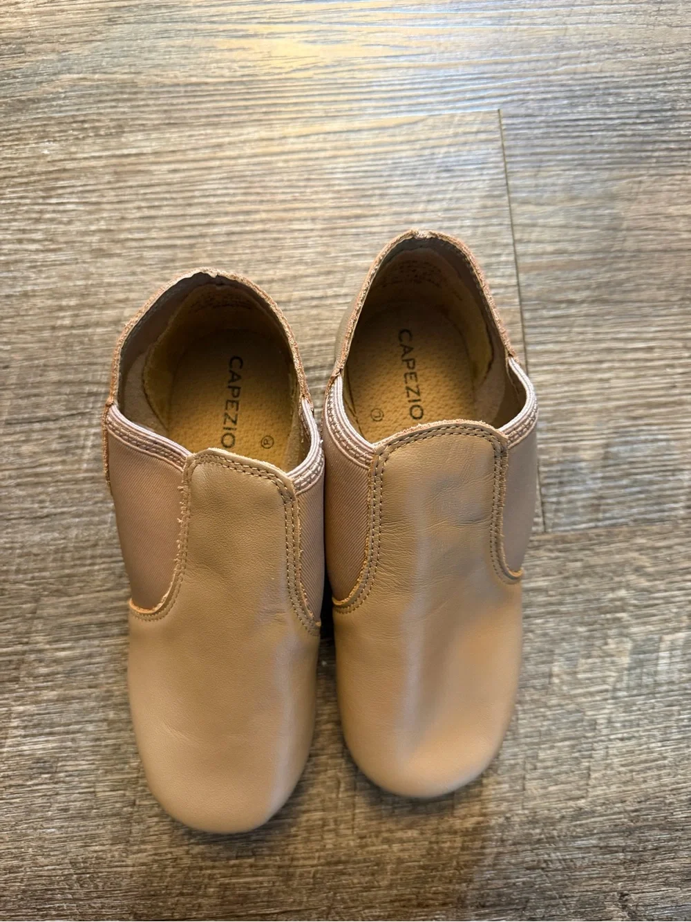 Capezio Kids Slip-On Jazz Shoes in Caramel Tan
